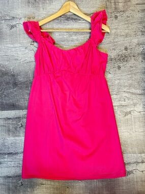 Altar'd State Bright Hot Pink Ruffled Strap Mini Dress